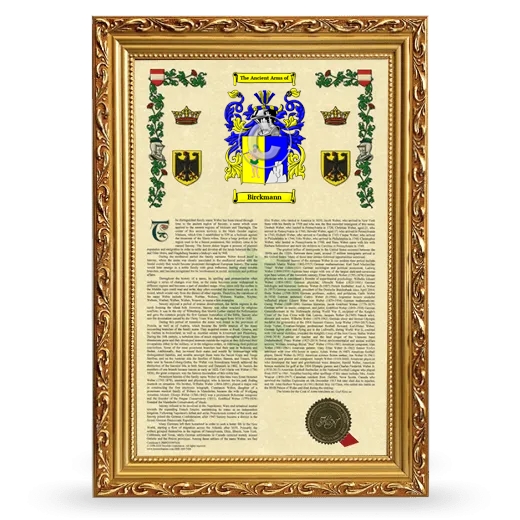 Birckmann Armorial History Framed - Gold