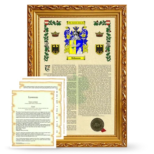 Birkmann Framed Armorial History and Symbolism - Gold