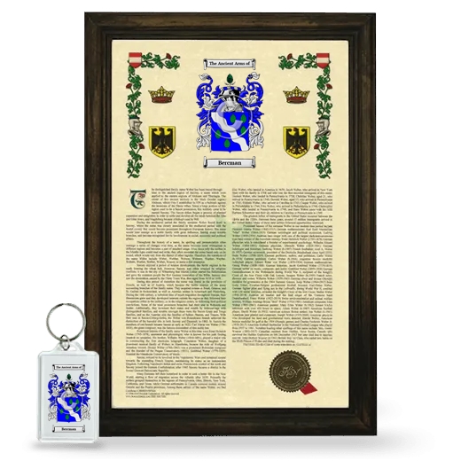 Bercman Framed Armorial History and Keychain - Brown