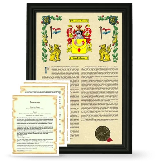 Vandenberge Framed Armorial History and Symbolism - Black