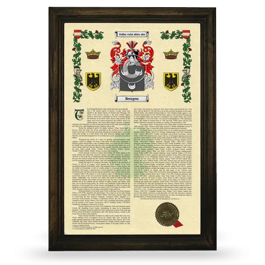 Berrgen Armorial History Framed - Brown