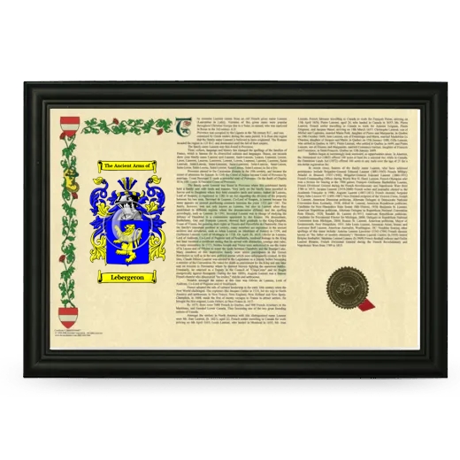 Lebergeron Armorial Landscape Framed - Black