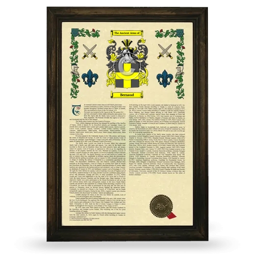 Bernaud Armorial History Framed - Brown