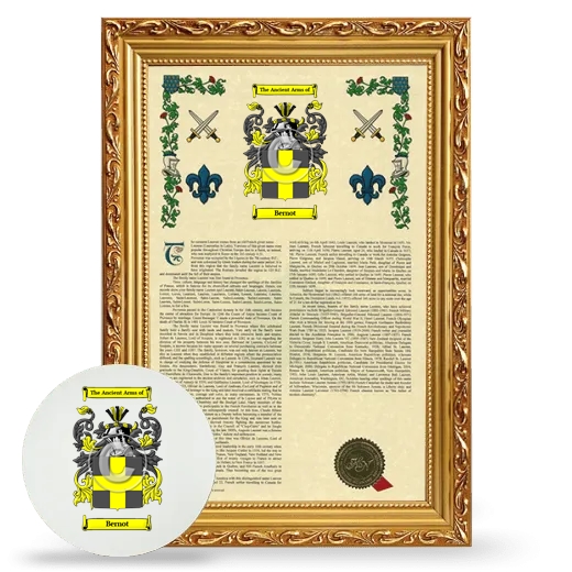 Bernot Framed Armorial History and Mouse Pad - Gold