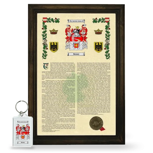 Berney Framed Armorial History and Keychain - Brown