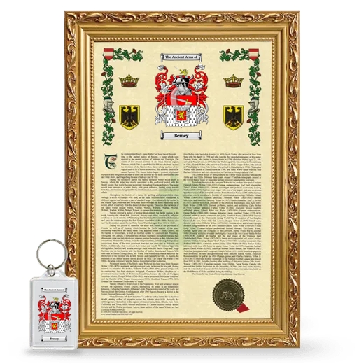 Berney Framed Armorial History and Keychain - Gold