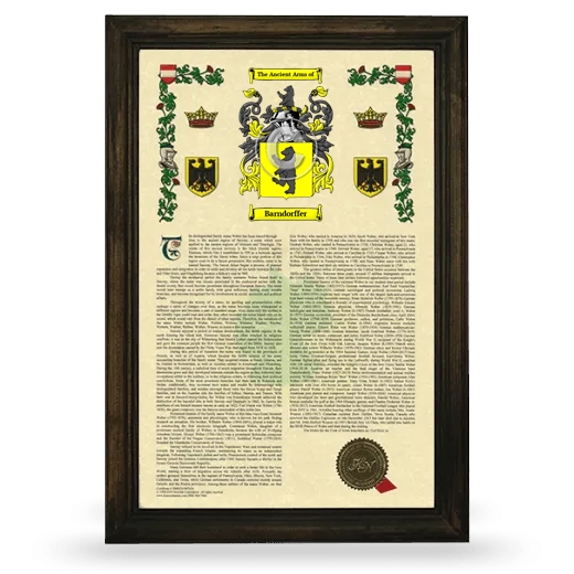 Barndorffer Armorial History Framed - Brown