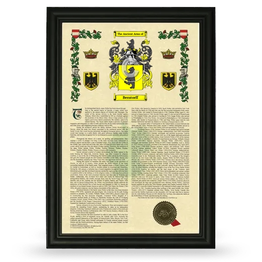 Berntorff Armorial History Framed - Black