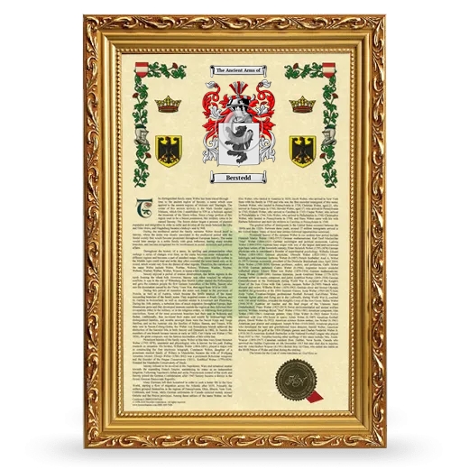 Berstedd Armorial History Framed - Gold