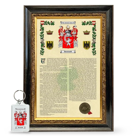 Berswordt Framed Armorial History and Keychain - Heirloom