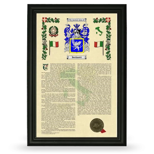 Bertinotti Armorial History Framed - Black