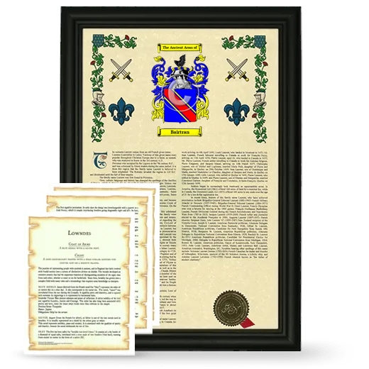 Bairtran Framed Armorial History and Symbolism - Black