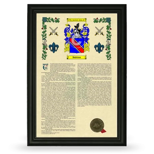 Bairtran Armorial History Framed - Black