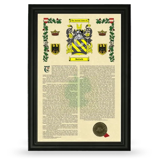 Bertsch Armorial History Framed - Black