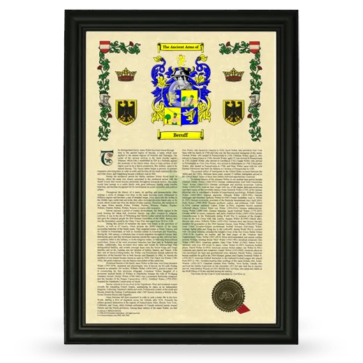 Beruff Armorial History Framed - Black