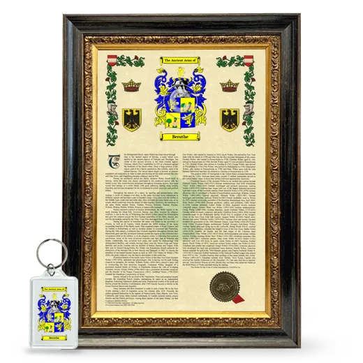 Beruthe Framed Armorial History and Keychain - Heirloom