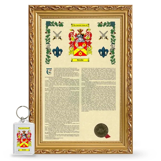 Berube Framed Armorial History and Keychain - Gold