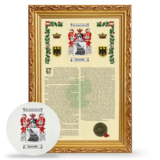 Baerwalde Framed Armorial History and Mouse Pad - Gold