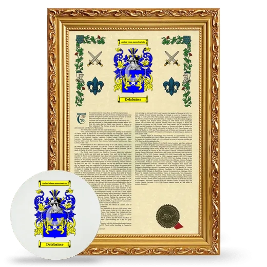 Delabaisse Framed Armorial History and Mouse Pad - Gold