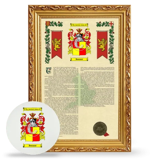 Beasant Framed Armorial History and Mouse Pad - Gold