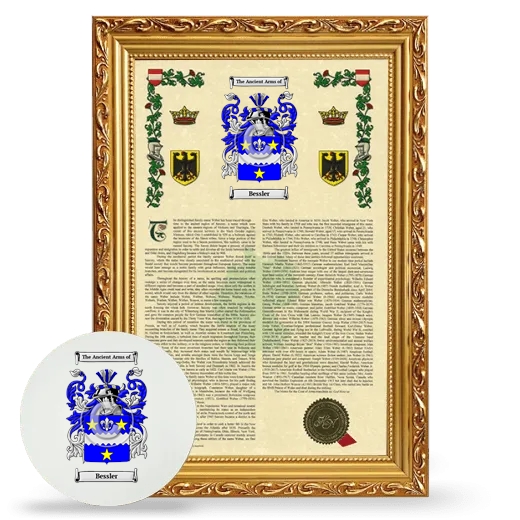 Bessler Framed Armorial History and Mouse Pad - Gold