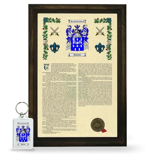 Besseau Framed Armorial History and Keychain - Brown