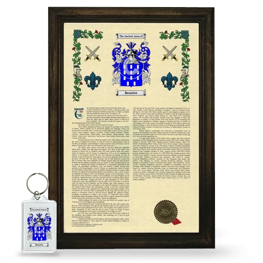 Bessette Framed Armorial History and Keychain - Brown