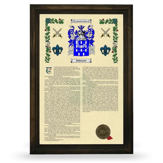 Debessete Armorial History Framed - Brown