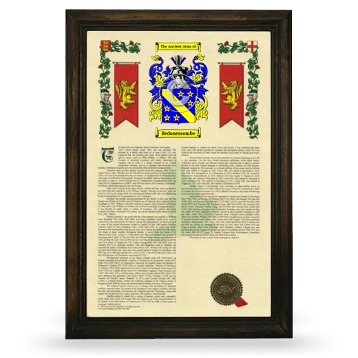 Bedonessombe Armorial History Framed - Brown