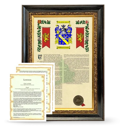 Biddonessoomb Framed Armorial History and Symbolism - Heirloom