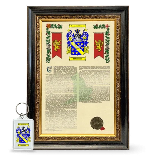 Bidissome Framed Armorial History and Keychain - Heirloom