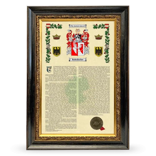 Badenbacher Armorial History Framed - Heirloom