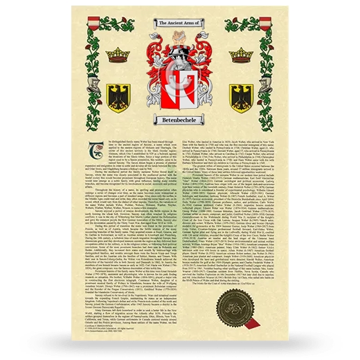 Betenbechele Armorial History with Coat of Arms