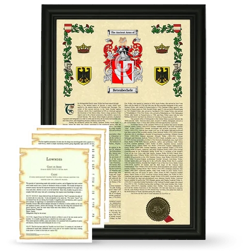 Betenbechele Framed Armorial History and Symbolism - Black