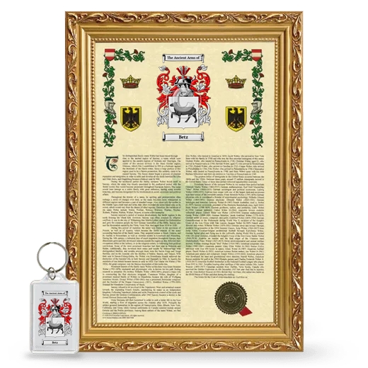 Betz Framed Armorial History and Keychain - Gold