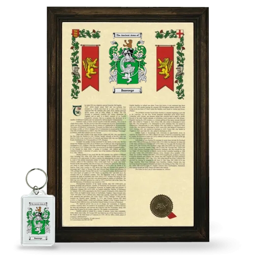 Borerege Framed Armorial History and Keychain - Brown