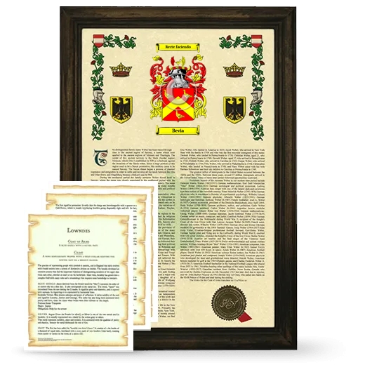 Bevia Framed Armorial History and Symbolism - Brown