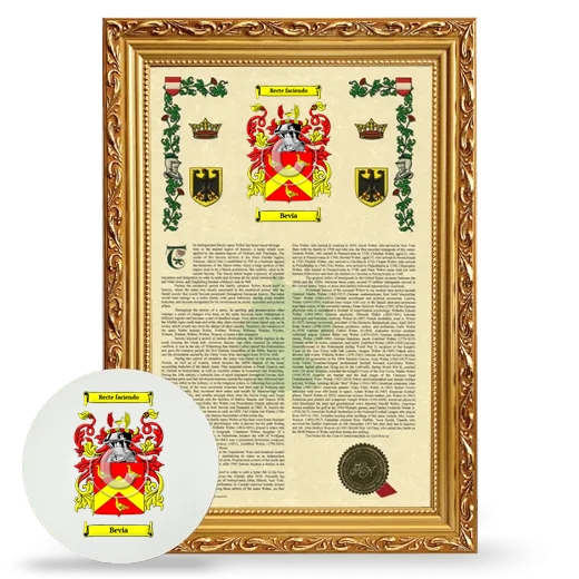 Bevia Framed Armorial History and Mouse Pad - Gold