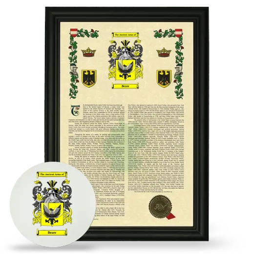 Bezer Framed Armorial History and Mouse Pad - Black