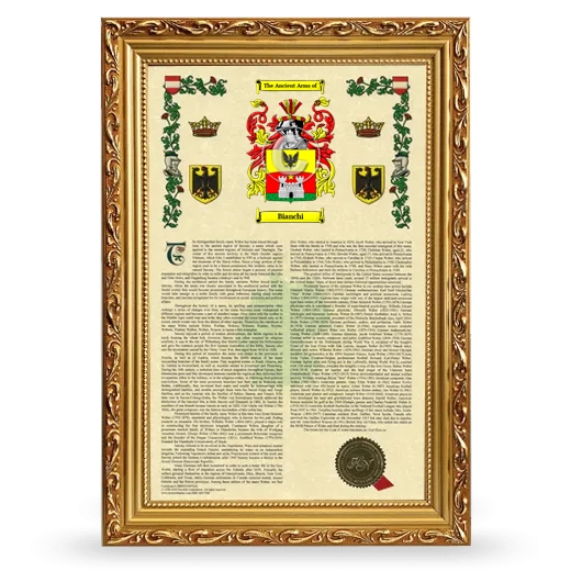 Bianchi Armorial History Framed - Gold