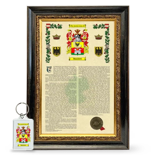 Bianciotti Framed Armorial History and Keychain - Heirloom