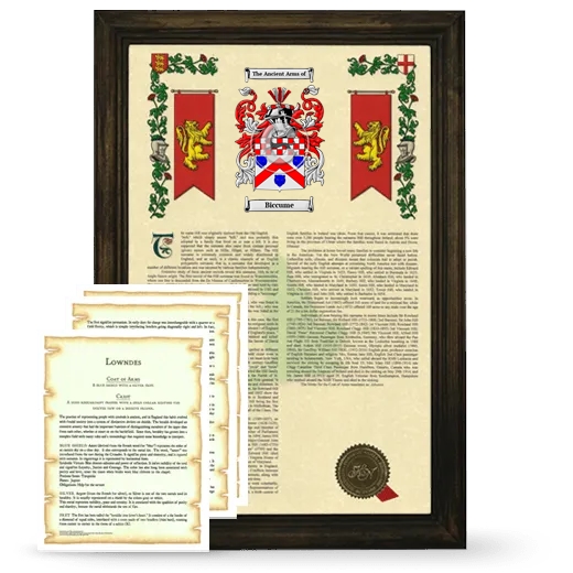 Biccume Framed Armorial History and Symbolism - Brown