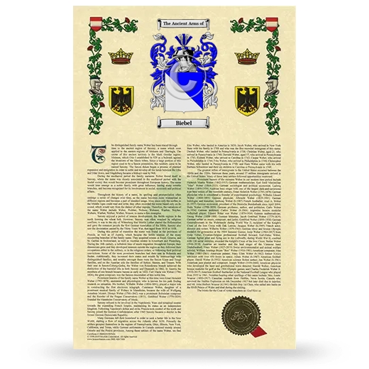 Biebel Armorial History with Coat of Arms