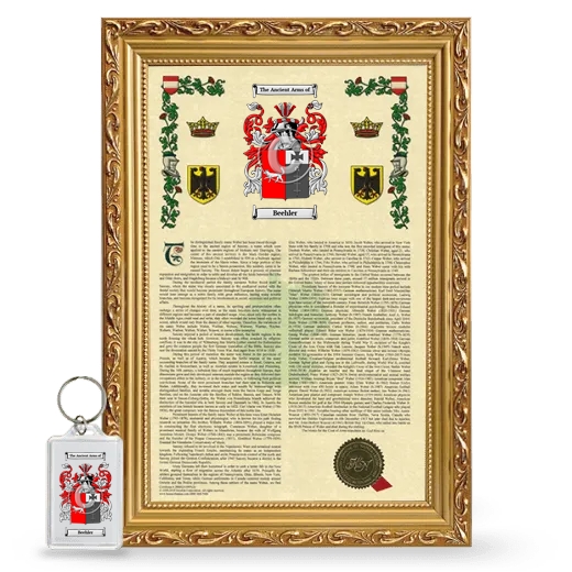 Beehler Framed Armorial History and Keychain - Gold