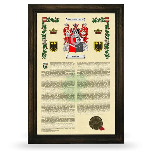 Biehlen Armorial History Framed - Brown