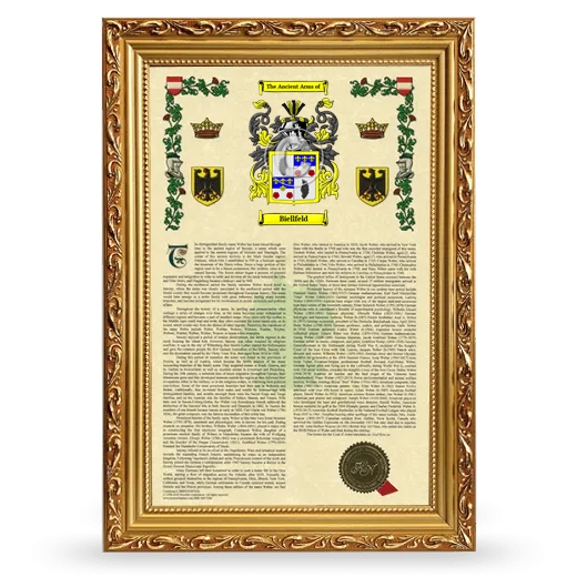 Biellfeld Armorial History Framed - Gold