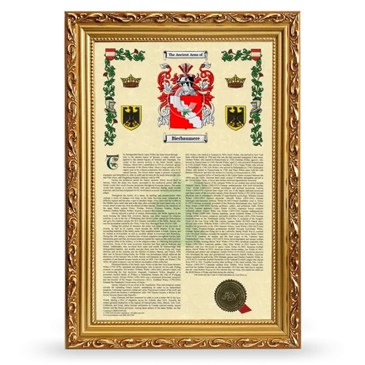 Bierbaumere Armorial History Framed - Gold
