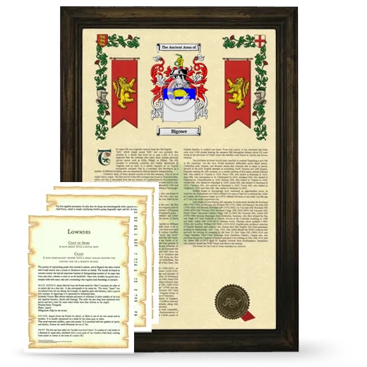 Bigowe Framed Armorial History and Symbolism - Brown