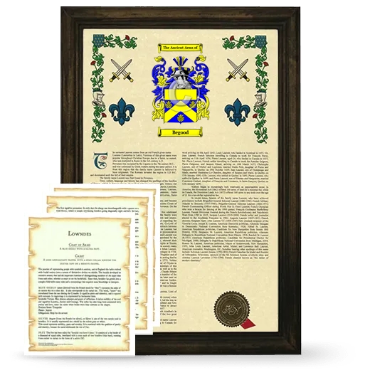 Begood Framed Armorial History and Symbolism - Brown