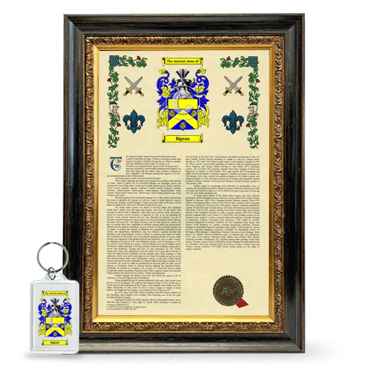 Bigeau Framed Armorial History and Keychain - Heirloom